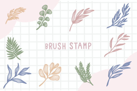 Download Line Art Leaf Brush Stamp Procreate - Brush stamp Collection