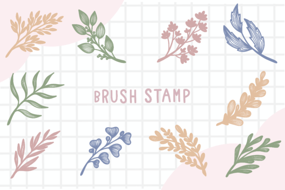 Download Line Art Leaf Brush Stamp Procreate - Brush stamp Collection