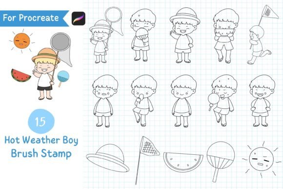 Download Procreate Brush Stamp Hot Weather Boy - Brush stamp Collection