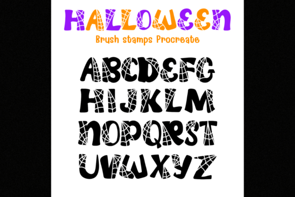 Download ABC Halloween Brush Stamps Procreate - Brush stamp Collection
