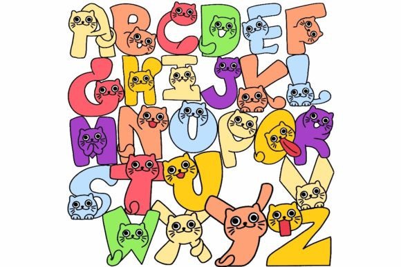 Download Cat Brush Stamps Procreate ABC+123 - Brush stamp Collection
