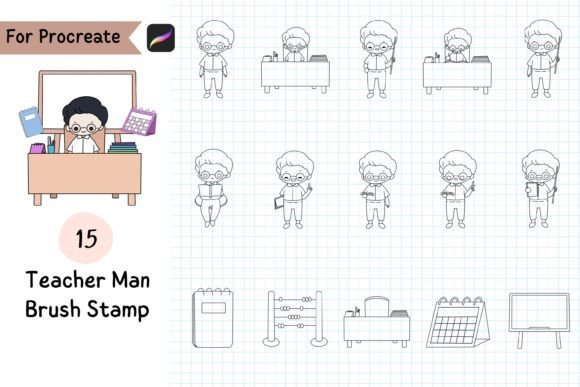 Download Procreate Brush Stamp Teacher Man - Brush stamp Collection