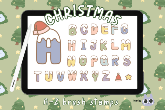 Download Cute Christmas Snow Brush Stamp Font - Brush stamp Collection