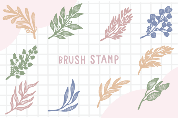 Download Line Art Leaf Brush Stamp Procreate - Brush stamp Collection