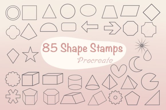 Download 85 Shape 2D &amp; 3D Procreate Brush Stamps - Brush stamp Collection