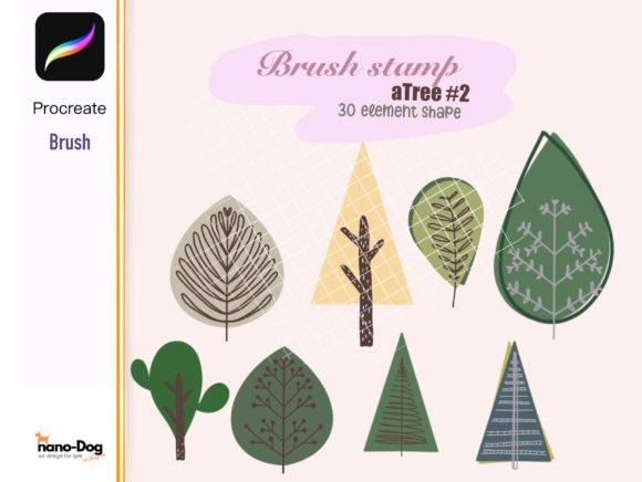 Download Procreate 30 Tree Element Brush Stamp - Brush stamp Collection