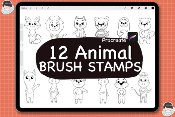 Download 12 Animal Procreate Brush Stamps,Doodle - Brush stamp Collection