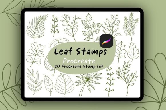 Download 20 Leaf Brush Stamps Procreate - Brush stamp Collection