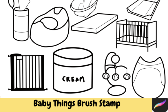 Download Baby Things Brush Stamps Procreate IPAD - Brush stamp Collection