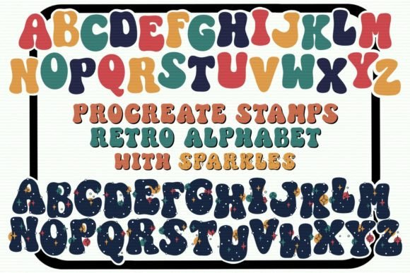 Download Procreate Retro Alphabet Letter Stamps - Letter stamps Collection