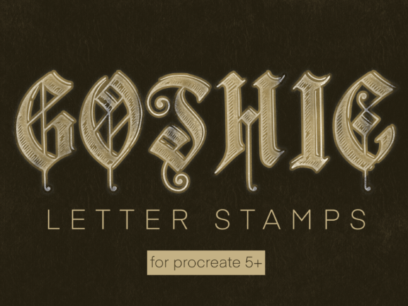 Download Old Gothic Letter Stamps for Procreate - Letter stamps Collection