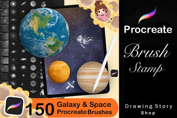 Download 150 Procreate Galaxy Brushes Stamps - Galaxy brush Collection