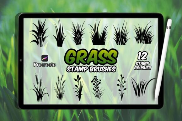 Download Grass Brush Stamp Set for Procreate - Brush stamp Collection
