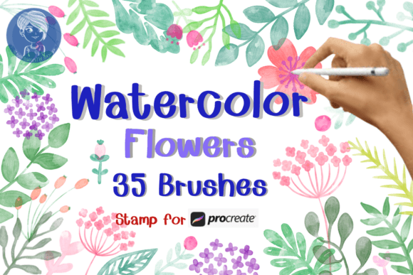 Download Watercolor Flowers Brush Stamp Procreate - Brush stamp Collection
