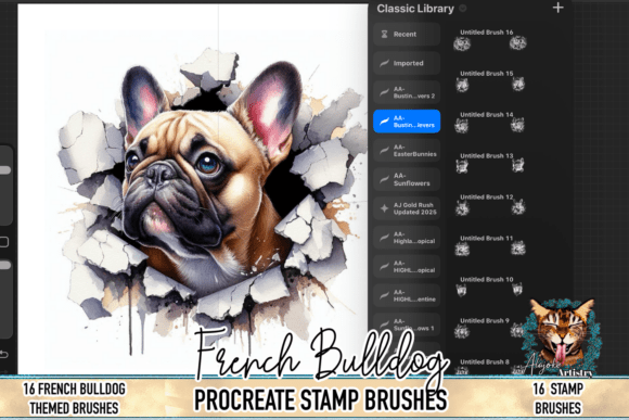 Download French Bulldog Procreate Brush Stamps - Brush stamp Collection