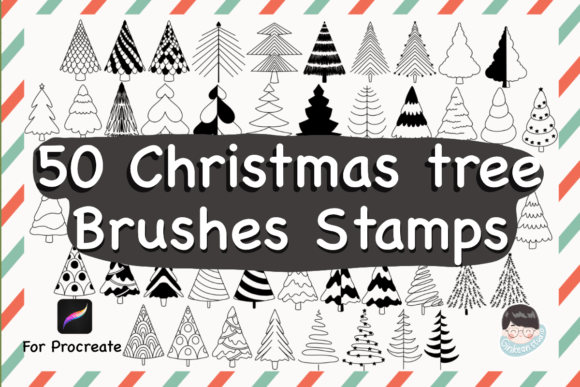 Download 50 Christmas Tree Procreate Brush Stamps - Brush stamp Collection