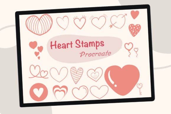 Download 20 Heart Procreate Brush Stamps - Brush stamp Collection