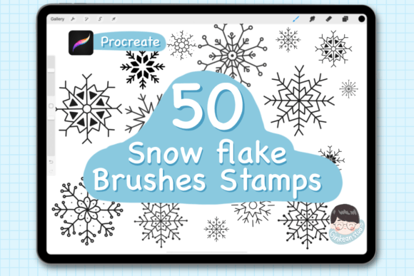 Download 50 Snowflake Brush Stamps for Procreate - Brush stamp Collection