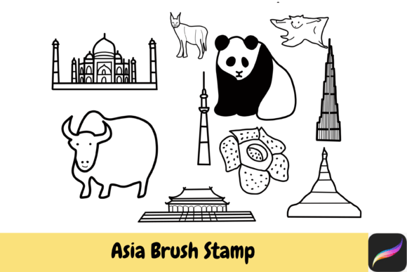 Download Asia Brush Stamps Procreate IPAD - Brush stamp Collection