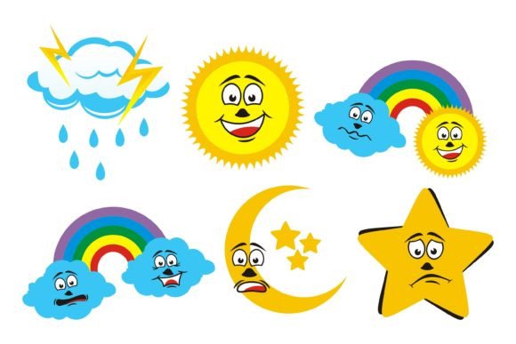 Download Cartoon Clouds Rain Elements Vector - Cartoon clouds Collection