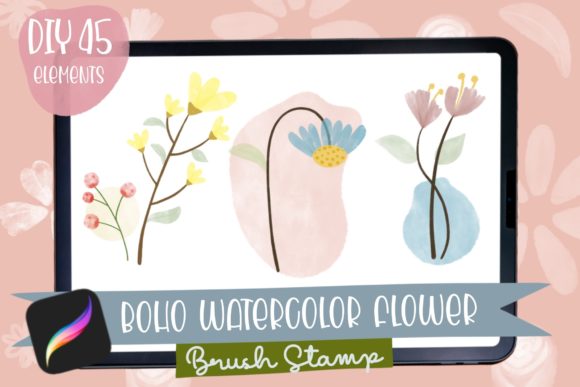 Download Procreate Brush Stamp Flower Watercolor - Brush stamp Collection