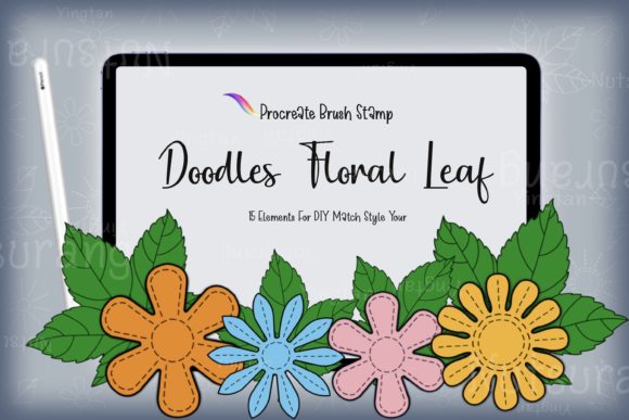 Download Floral Leaf Doodle Brush Stamp DIY Match - Brush stamp Collection