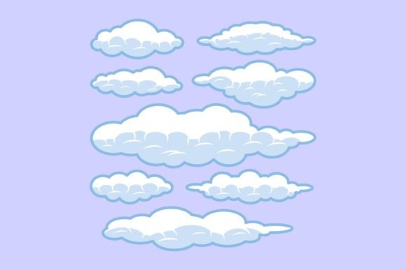 Download Cartoon Clouds Collection with Line - Cartoon clouds Collection