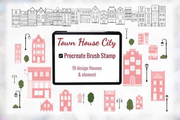 Download Town House Procreate Brush Stamp - Brush stamp Collection