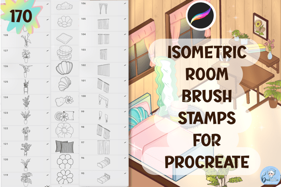 Download 170 ISOMETRIC ROOM BRUSH STAMP - Brush stamp Collection