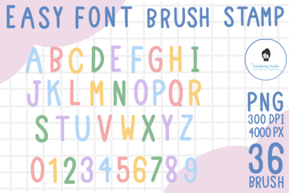 Download Easy Font Brush Stamp for Procreate - Brush stamp Collection