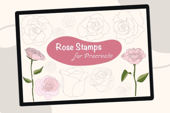 Download 24 Rose Procreate Brush Stamps - Brush stamp Collection