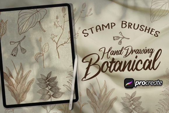 Download Hand Drawing Botanical Brush Stamp - Brush stamp Collection